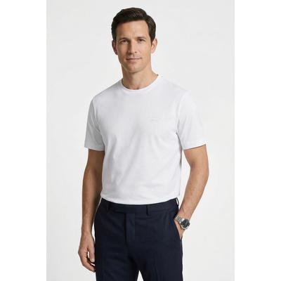 T-Shirt BOSS GREEN "Porsche Spirit 70 Capsule Collection", Herren, Gr. L, weiß (weiß100), Single Jersey, Obermaterial: 100% Baumwolle, unifarben, regular fit normal, Rundhals, abgesteppte Kante, Shirts T-Shirt, Premium Herrenmode Limited