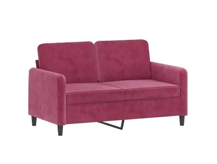 KTHLBRH 3-teiliges Sofa-Set, weinrot, aus Samt 2-Sitzer-Sofas, Fußstützen, 4 Kissen, Rahmen aus Metall und Sperrholz, Schaumstoff