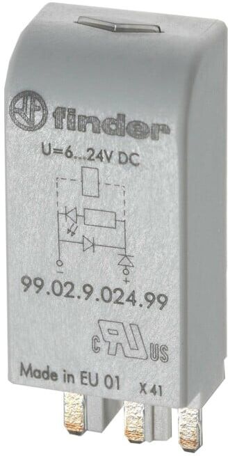 Finder LED vert + diode 6.. 24VCC for phase 95.03/05 99.02.9.024.99 (9902902499)