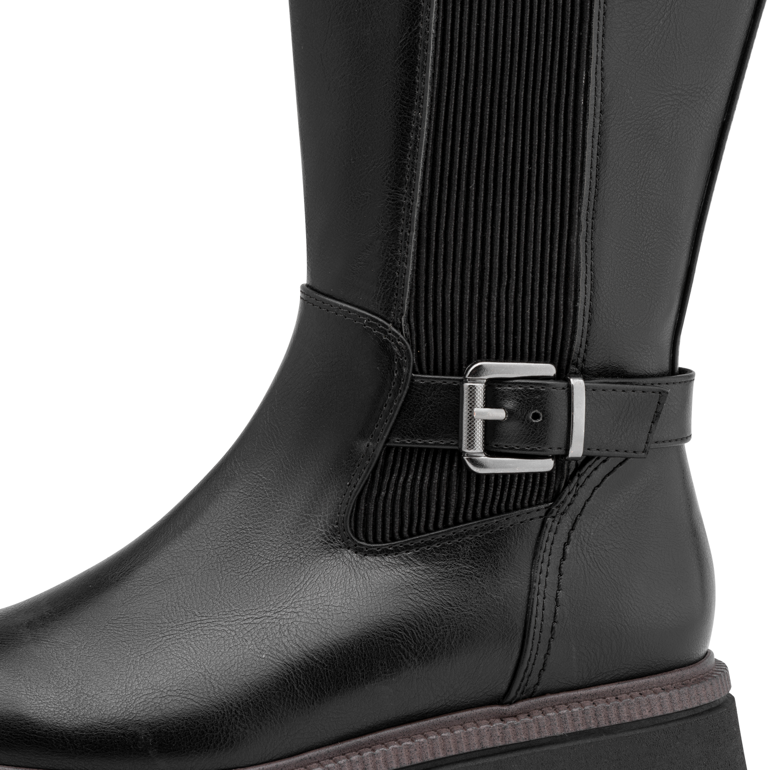 Stiefel MARCO TOZZI, Damen, Gr. 36, Textil, Normalschaft, schwarz, Lederimitat, Textil, Schuhe Stiefel, Blockabsatz, Langschaftstiefel mit breitem Stretcheinsatz