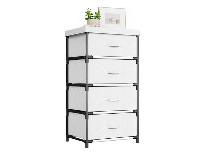 LuxusKollektion Schubkastenkommode Kommode 4 Schubladen Stoff Aufbewahrung Flur Schlafzimmer Weiß (1 St)