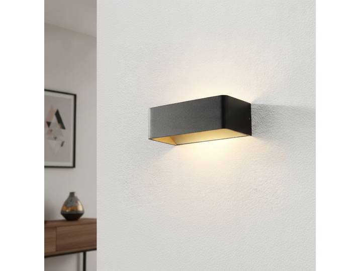 Design wandlamp Mainz rechthoek zwart goud Artdelight - WL MAINZ ZW-MG