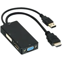 DLH Adaptateur HDMI Male Vers Dvi VGA / Displayport Femelle, Video Adapter, Schwarz