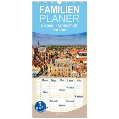 Familienplaner 2026 - Belgien - Grafschaft Flandern mit 5 Spalten (Wandkalender, 21 x 45 cm) CALVENDO