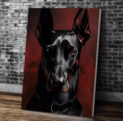 Inspire Picks Doberman & Woman Canvas Art Modern Dog Portrait Wall Decor For Stylish Homes 2 21x30cmframeless
