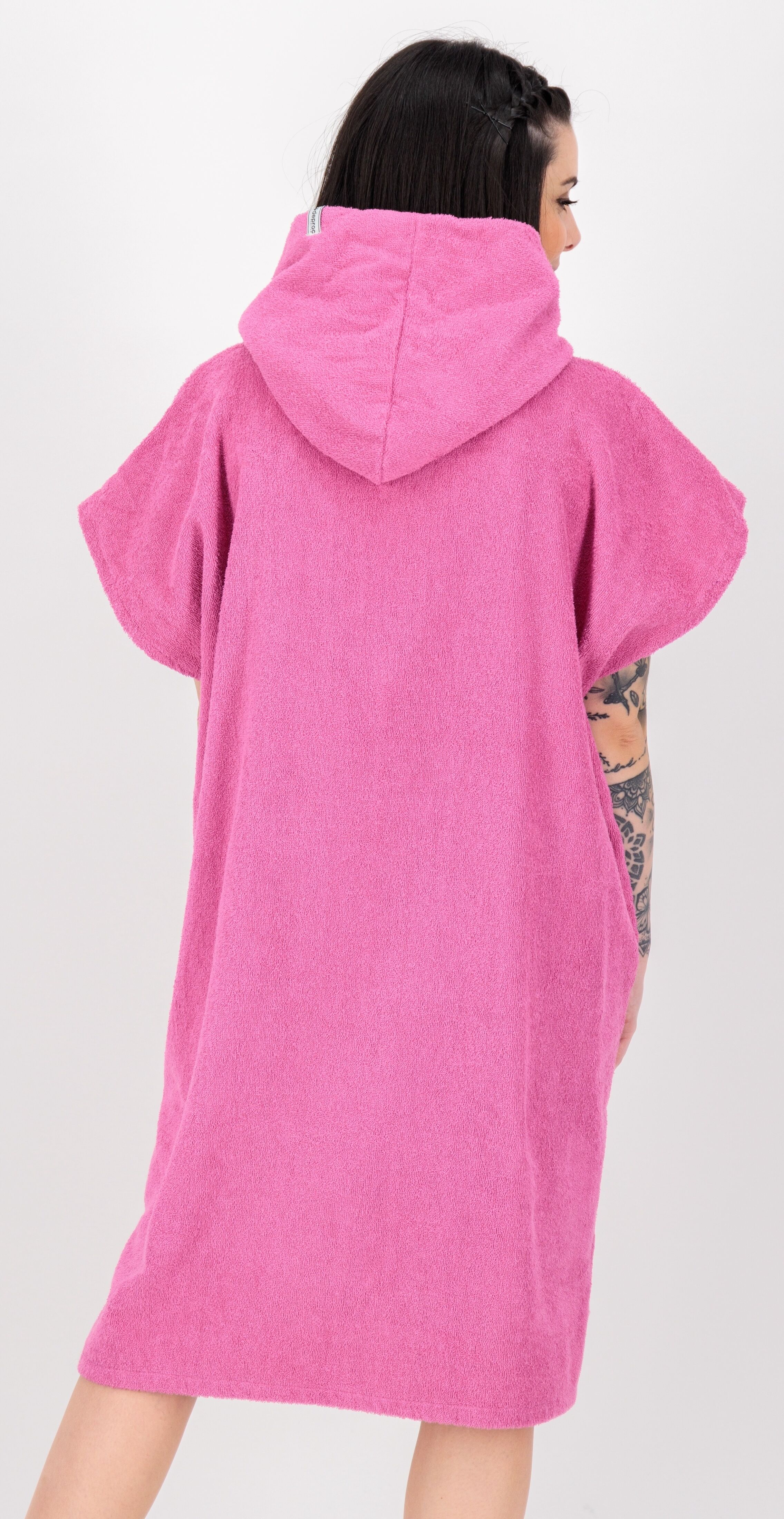 Poncho DEPROC ACTIVE "Badeponcho PARLEE BEACH", Damen, Gr. S (36/38), rosa (rose), 100% Baumwolle Walkfrottier, bequem hüftbedeckend, Jacken Poncho, Badeponcho mit grosser Kängurutasche und Innentasche rose S (36/38)