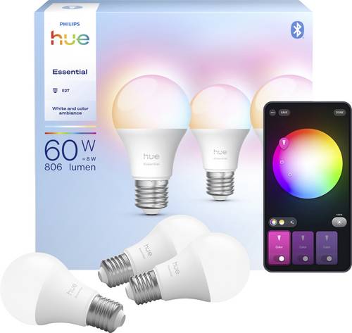 Philips Hue LED-Leuchtmittel 929004235407 EEK: F (A - G) Hue Essential White & Col. Amb. E27