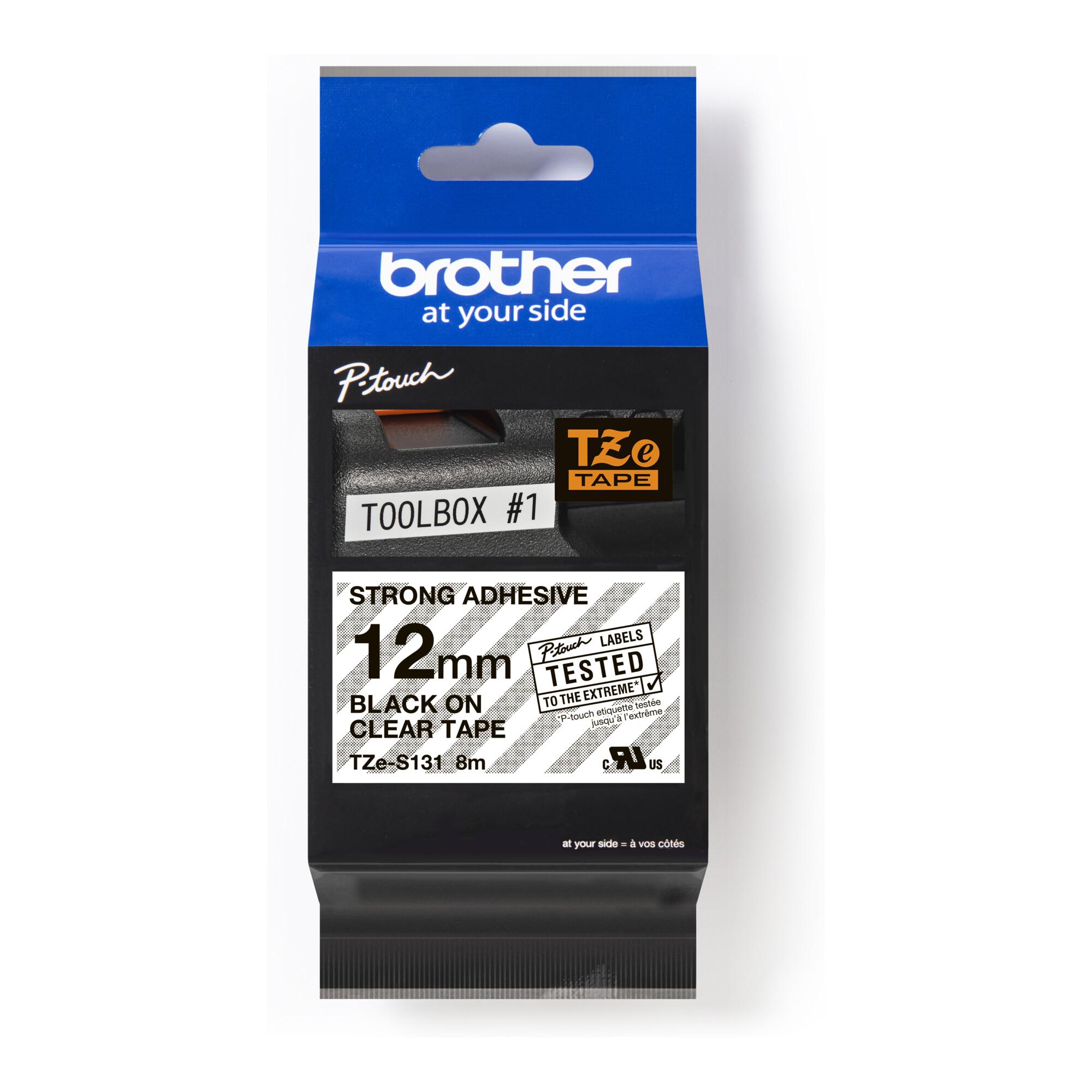 BROTHER Beschriftungsband TZe-S131 12mm farblos schwarz (TZES131)