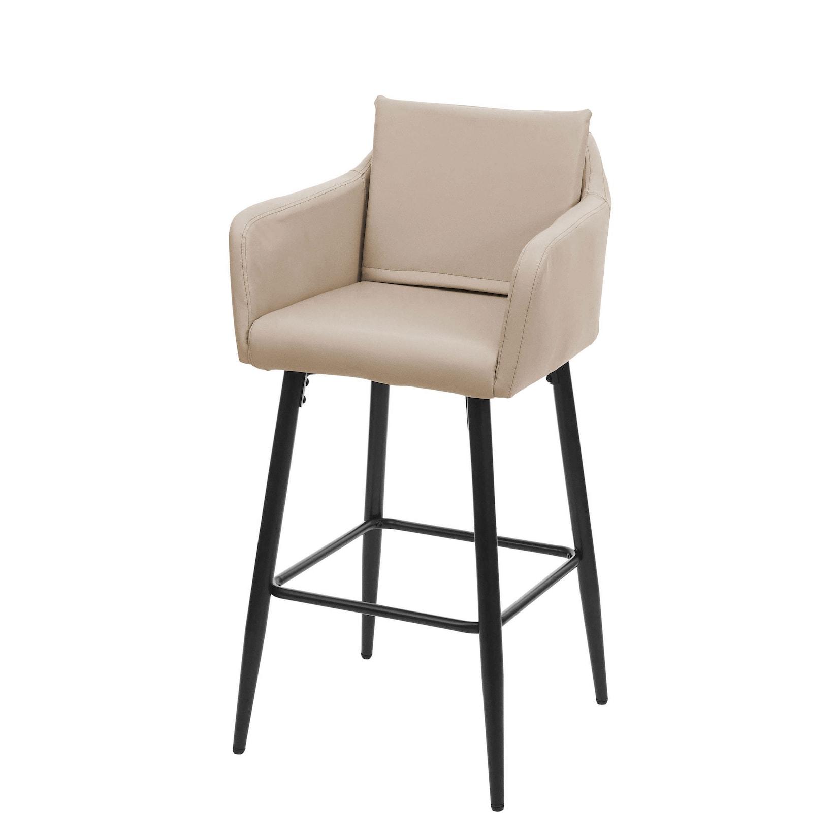 Barhocker MCW-H93, Barstuhl Tresenhocker, Fußablage Metall ~ Kunstleder taupe-beige
