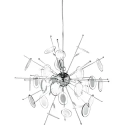 Hängeleuchte Esszimmer Esstischleuchte Chrom Hängelampe Glas teilsatiniert, 21x G4 Fassung, DxH 70x150 cm, Wofi 5134.21.01.0000