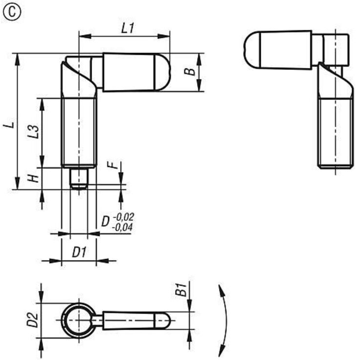 KIPP Sperrriegel M10x1 Ø6mm brüniert mit Gewindehülse Kunststoffkappe (K1672.060610116)