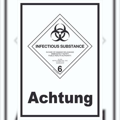 HB-Druck Schild Ansteckungsgefahr Achtung Infectious Substance hochkant A4 (210x297mm)