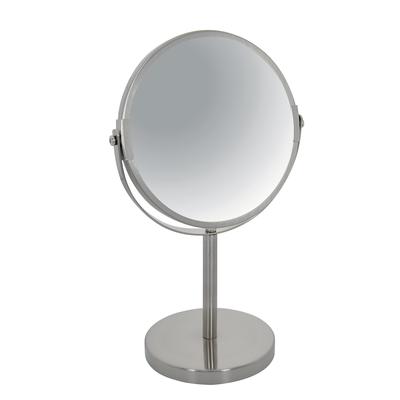 Spirella Schminkspiegel Kosmetikspiegel Standspiegel Badezimmerspiegel "Sydney" 2-Fach Vergrößerung - Ø 17cm - Silber matt