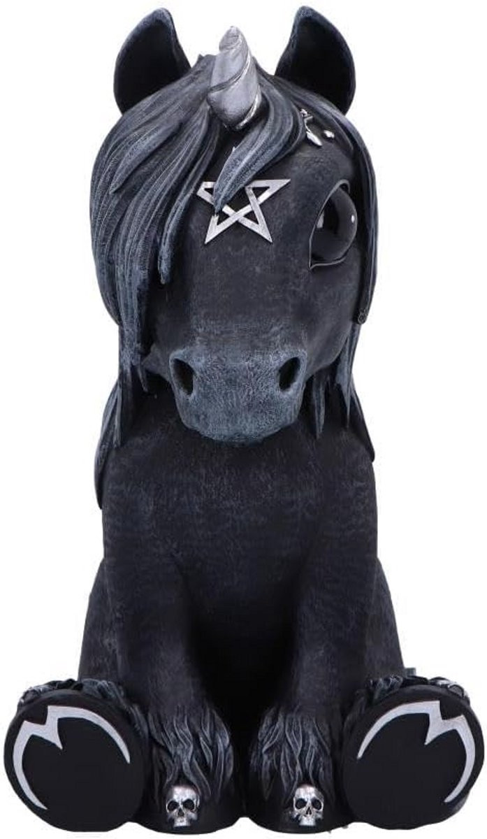 Groots Occult Eenhoorn Beeldje 24,5 cm - Handgeschilderd Hars Figuur met Gotische Details