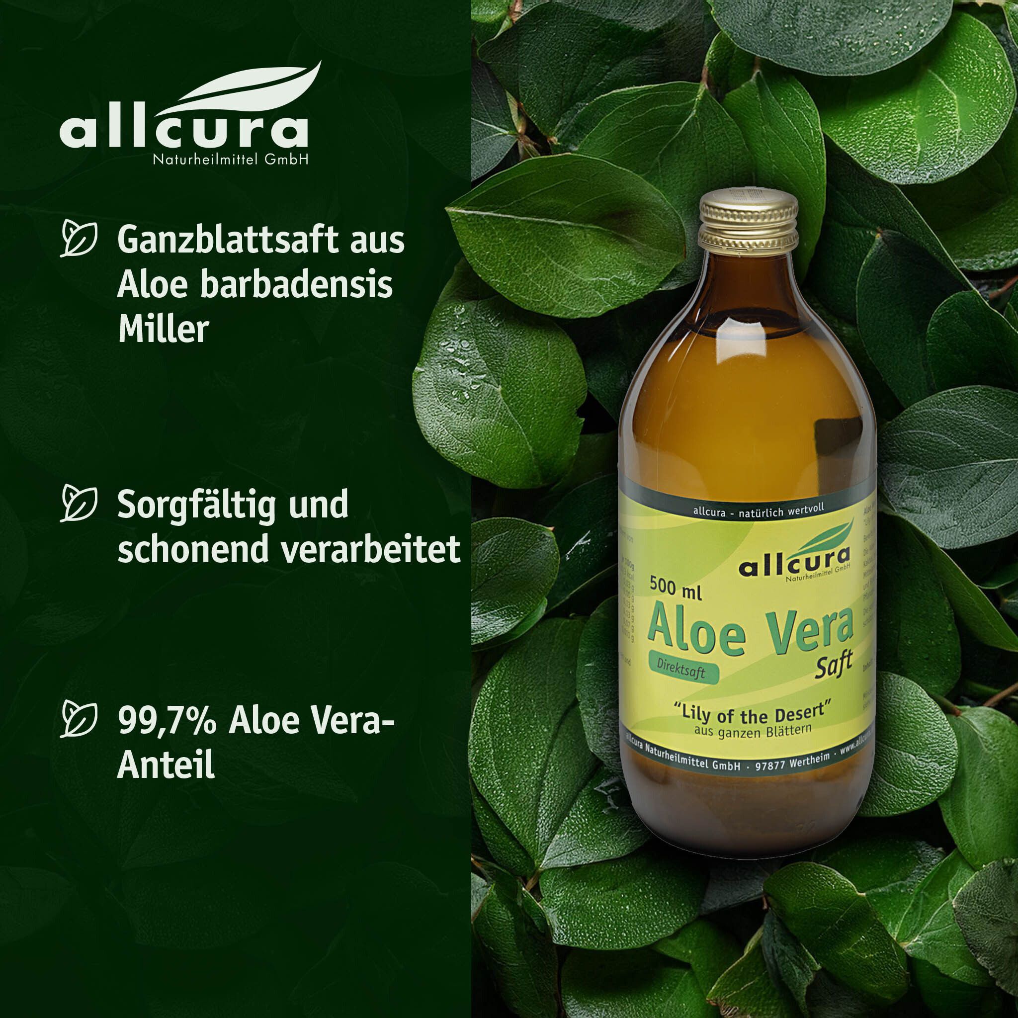 allcura Aloe Vera Saft Ganzblatt 2x 2x500 ml