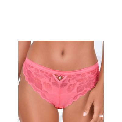 Tanga LASCANA, Damen, Gr. 36/38, pink, Spitze, Obermaterial: 88% Polyamid, 12% Elasthan, Unterhosen Tanga, mit edlem Accessoire und feinem Bund aus Satin-Material