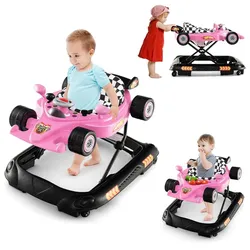 Costway COSTWAY 4 in 1 Baby Lauflernhilfe, Lauflernwagen Autoförmig mit verstellbarer Höhen