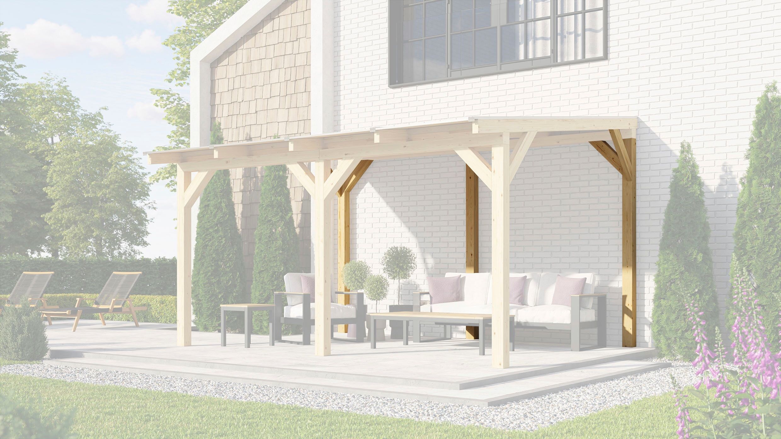 Terrassendach WEKA "Terrassenüberdachung", beige (naturbelassen), Fichtenholz, Terrassenüberdachungen, Terrassendach, für die freistehenden Montage, ohne Dacheindeckung