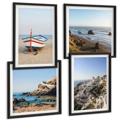BILDER SET 4er Set - 50x50 cm & 40x60 cm Schwarzer Rahmen - Ansichten von Griechenland, Łódź, Häuser