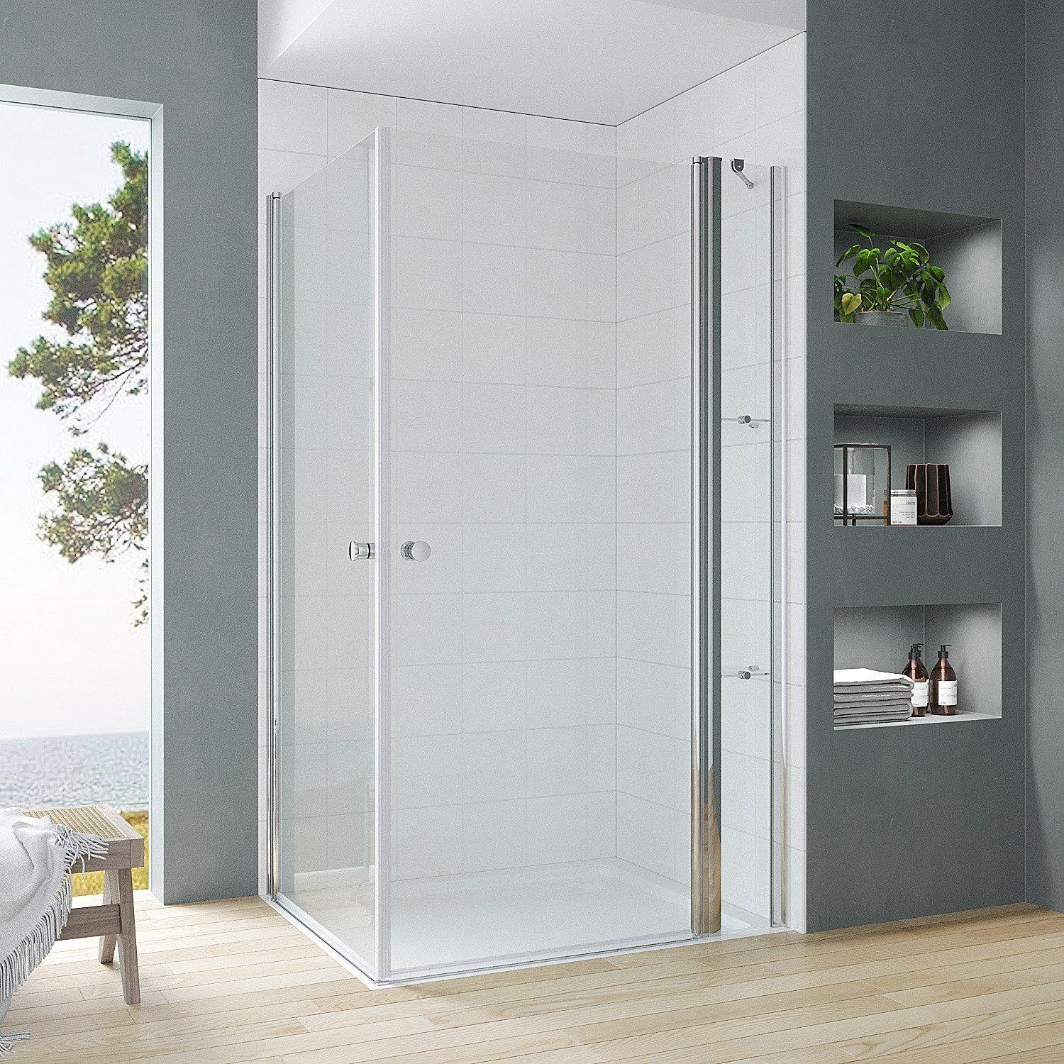 AQUABATOS Duschkabinen 95x80x187 cm Bad Duschabtrennung Pendeltür Dusche Einscheiben-Sicherheitsglas Eckdusche