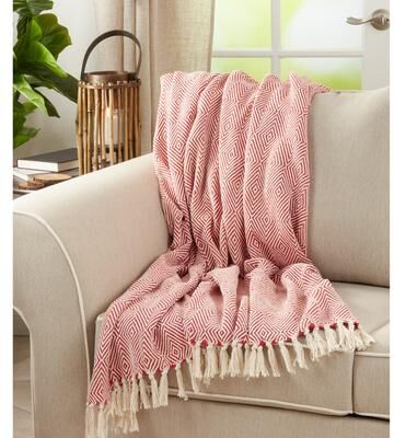 Saro Lifestyle Cotton Throw Blanket with Diamond Weave Design