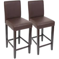 2er-Set Barhocker Cesena Kunstleder ~ braun, dunkle Füße