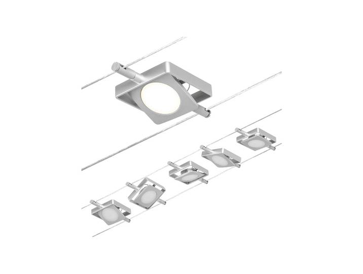 Paulmann Wire MacLED LED-Seilsystem, 5-fl. chrom, alu / grau / zink, für Flurbereich, Metall, Modern