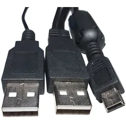 USB A doppelt zu USB mini schwarz (mit Netzteil), einzeln