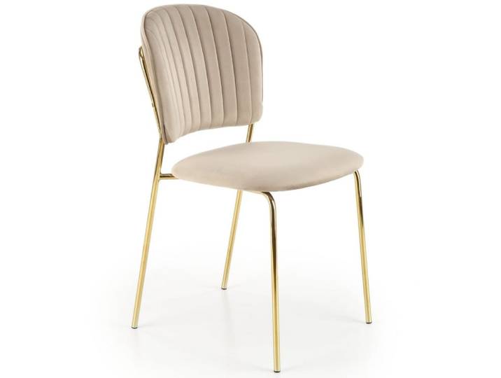 Chaise design en velours de polyester beige