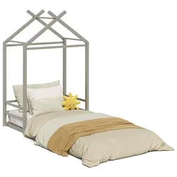 VitaliSpa, Kinderbett, Bodenbett Roofy, Greige, 90x200 mit Matratze (90 x 200 cm)