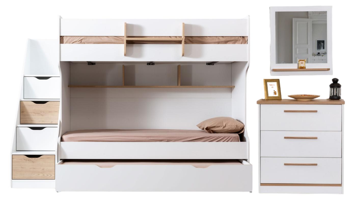 Valtora Etagenbett Set mit Stauraum, Set:Typ-2