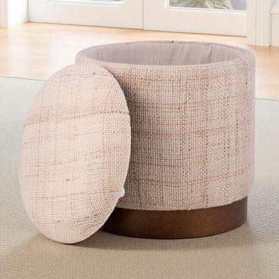 Carolina Chair And Table Co. Handwoven Storage Ottoman Beige/Brown , Beige/Brown