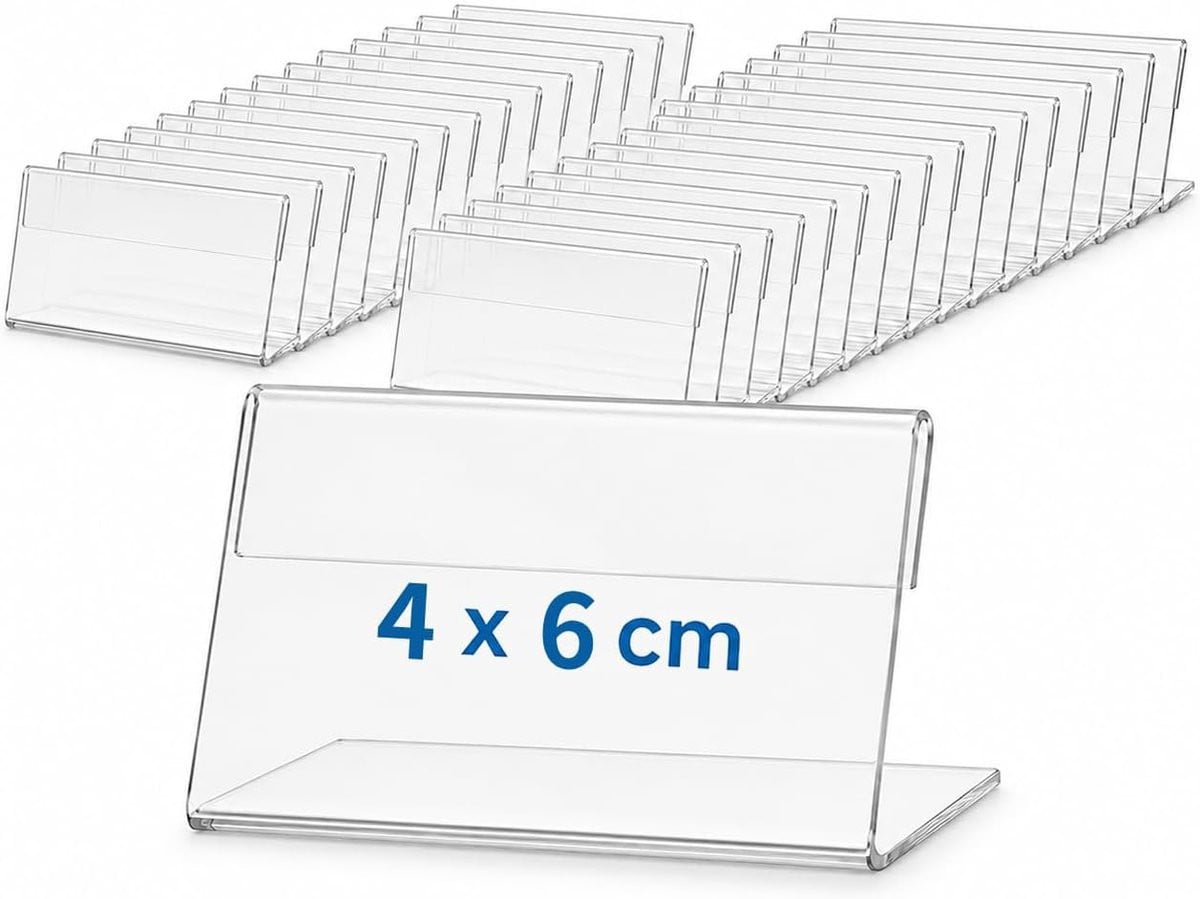 50 stuks Acryl Prijskaart Houder Mini Tafelstandaard 4x6 cm