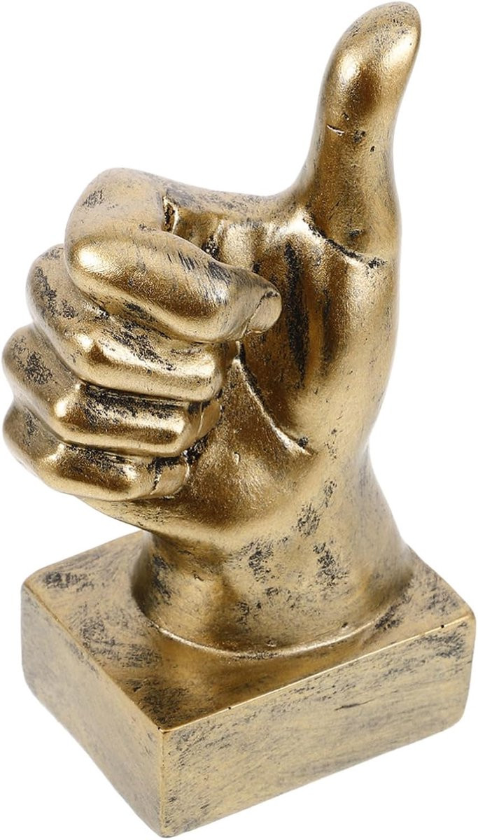 Hand Gebaar Ornament Vinger Beeldje Scandinavische Stijl Goud Hoogte: 14.5 cm