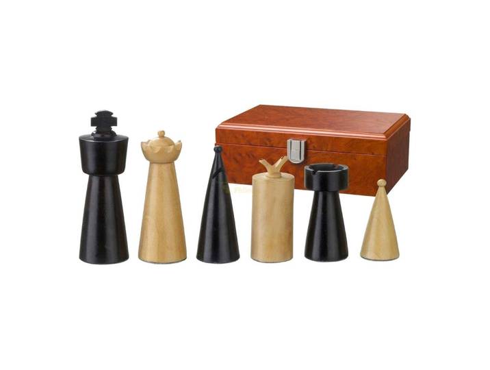 Philos Spiel, Schachfiguren - Domitian - Holz - Modern Style - Königshöhe 90 mm