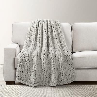 Lush Decor Hygge Ultra Soft Cozy Chenille Chunky Knit Throw