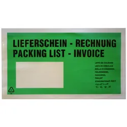 VEPATIM 1000x Dokumententaschen *Lieferschein/Rechnung* DIN Lang 235x130mm grün