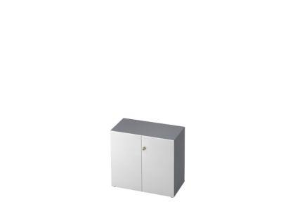 Aktenschrank TOPAS LINE, 2 Ordnerhöhen, Türen abschließbar, graphit/weiß