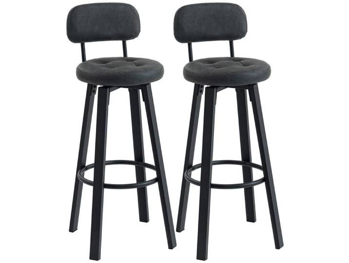 Tabouret haut de cuisine - Siège haut de cuisine - Siège de bar pivotant - Lot de 2 - Gris foncé - 43 5 x 35 5 x 98 cm - EUJIGSHOP