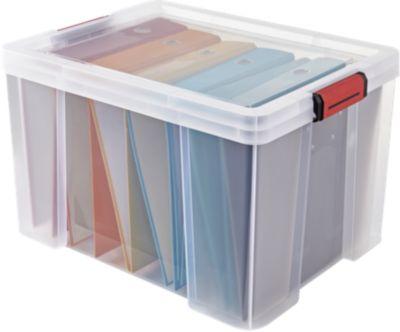 Paperflow CLIP'N STORE Aufbewahrungsbox 45 L, transparent, mit Deckel, BPA-frei, lebensmittelgeeignet