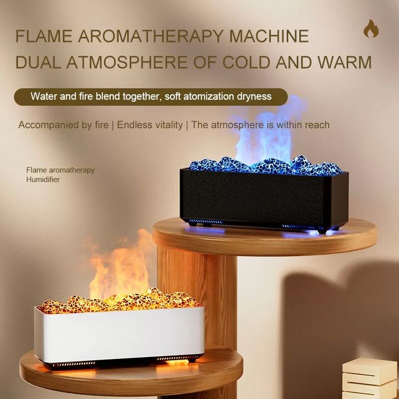 INF Ultraschall-Flammen-Aroma-Diffusor Luftbefeuchter - 280ml Kapazität, Mehrere Farben Schwarz