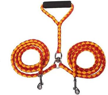 Uplift Essentials Double Dog Leash With Elastic Extension For Walking Two Dogs yellow