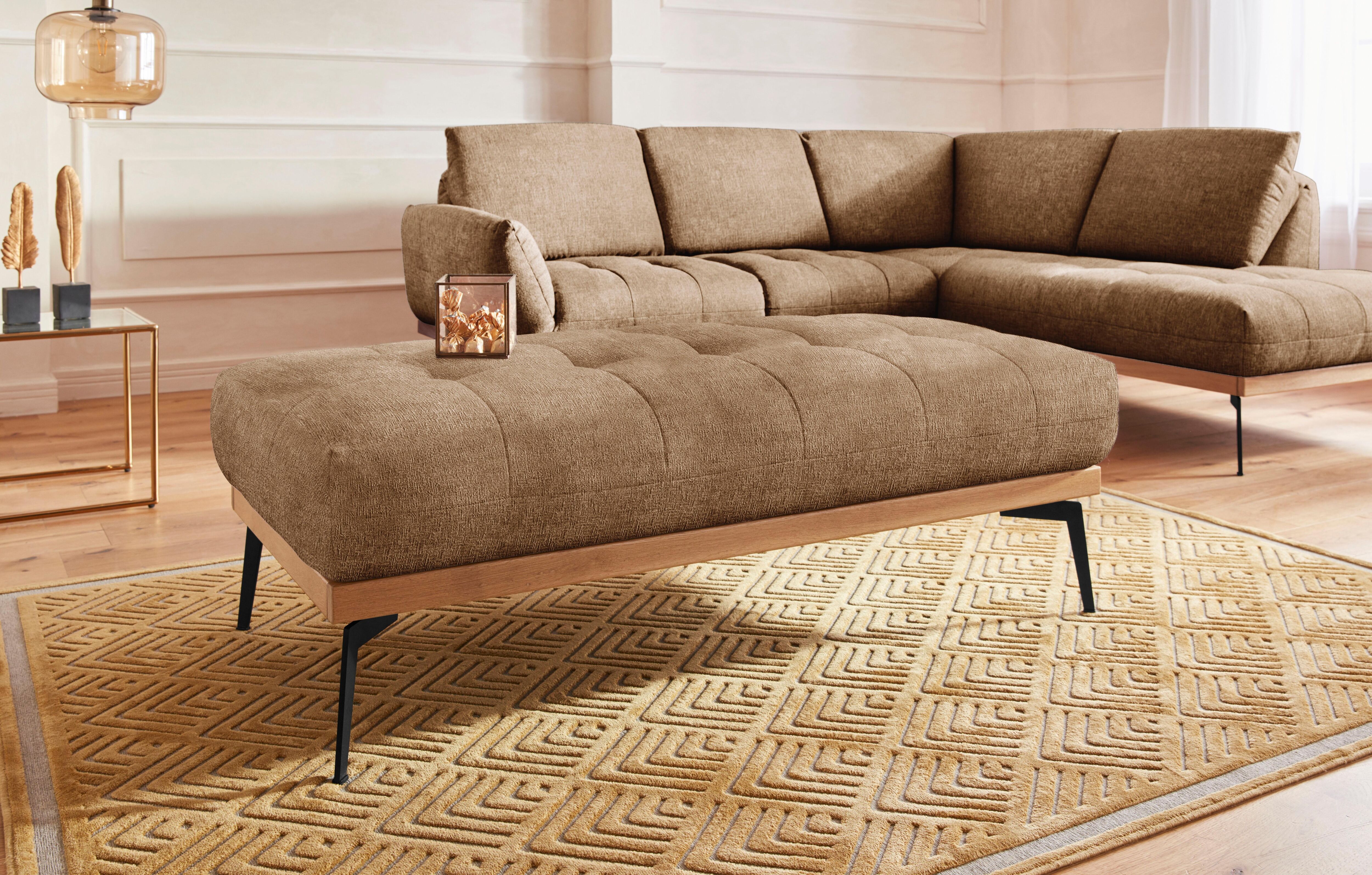 Hocker EXXPO - SOFA FASHION "Palic, moderner Polsterhocker mit tollen Verarbeitungsdetails", braun (goldbraun), B:139cm H:47cm T:71cm, Hocker, Hocker goldbraun B/H/T: 139cm x 47cm x 71cm, Velours
