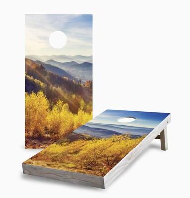 Skip's Garage Autumn Mountains Cornhole Boards