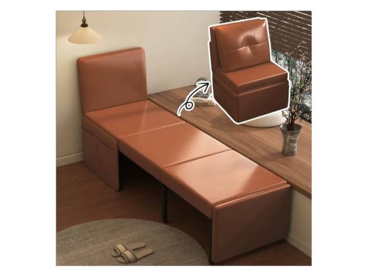 GRRICEPL 3-in-1-Schlafsofa/-sessel, Polsterung In Lederoptik Umwandelbarer Sessel/Futon-Schlafsofa, Akzentsessel für Wohnung, Schlafzimmer Oder Büro(60x45x205 cm)