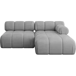 ECKSOFA modulares Sofa Razon-L1 - 190x160x70 cm Hellgrau Velours