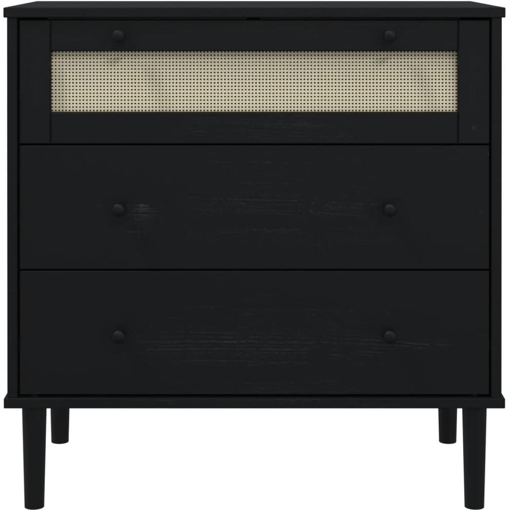 vidaXL Commode SENJA aspect de rotin noir bois de pin solide