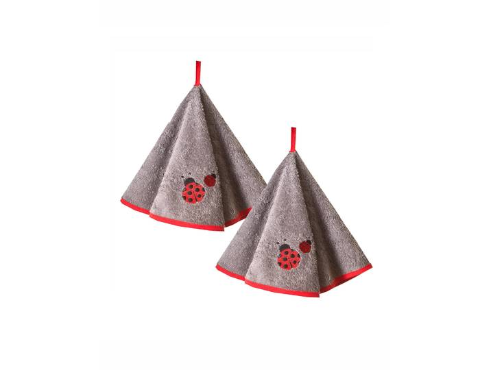Torchons ronds éponge brodée coccinelle - lot de 2 - Blancheporte