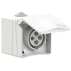 PCE 864-9v CEE-Wandsteckdose (AP) Design 16A 4p 9h IP44 (weiß) 8649v