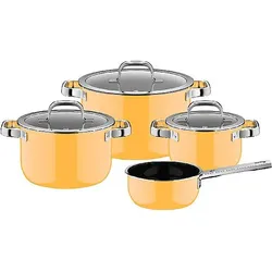 WMF Fusiontec Mineral Pro, Topf-Set, 4-teilig, Mango Yellow, Pfannenset + Topfset, Gelb